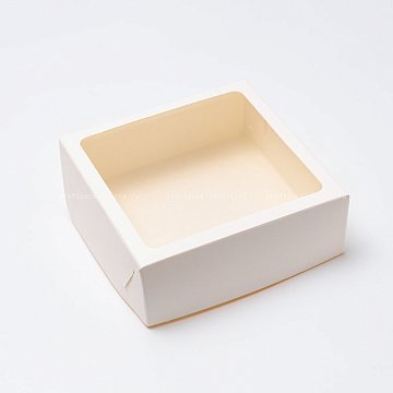 KRAFTPACK Коробка 21х21х7,5 см с окном, белая (2)