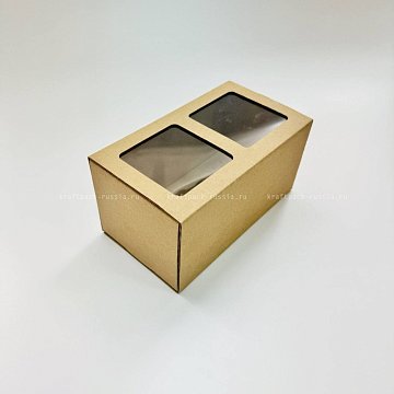 KRAFTPACK Коробка из микрогофрокартона с окном 16х9х8 см, крафт (2)