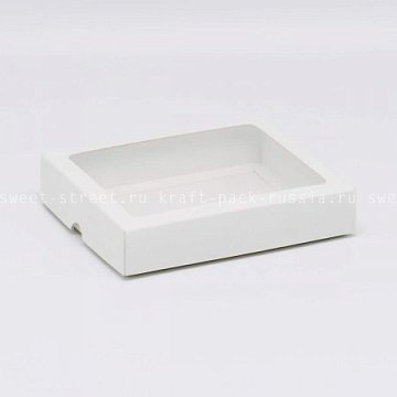 KRAFTPACK Коробка 13х11х2,5 см с окном, белая (2) 