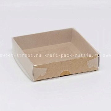 KRAFTPACK Дно к коробке 12х12х3 см с двойным бортиком, крафт (2)