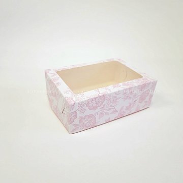 KRAFTPACK Коробка 15,5х11х5,5 см с окном, Розовые цветы (2)