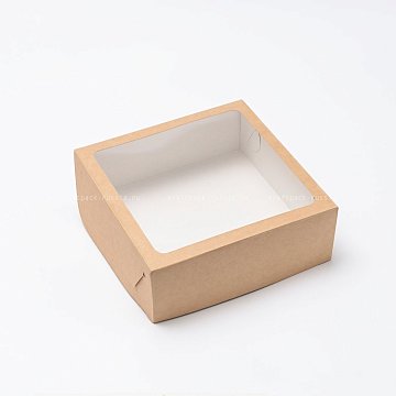 KRAFTPACK Коробка 21х21х7,5 см с окном, крафт (2)