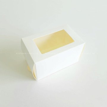 РАСПРОДАЖА Коробка для 3 макаронс 9х5,5х5,5 см с окном, БЕЛЫЕ - МВ 3 (4)
