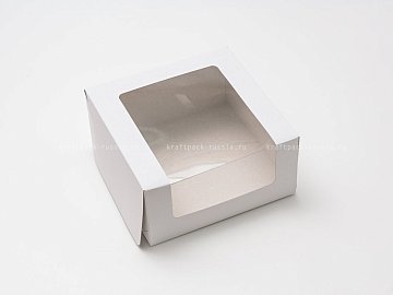  Коробка для торта 18х18х10 см с окном, белая Pasticciere (2)/ под заказ