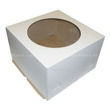 РАСПРОДАЖА Коробка для торта из микрогофрокартона 30х30х19 см, с окном, белая Pasticciere (2)