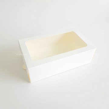 Коробка для 12 макаронс 18х11х5,5 см с окном, БЕЛАЯ - МБ12 (3)