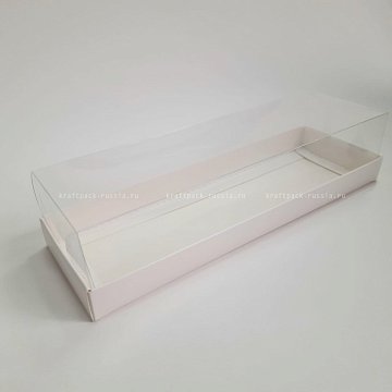 KRAFTPACK Коробка 27х8,5х6 см с прозрачной крышкой, белая (2)