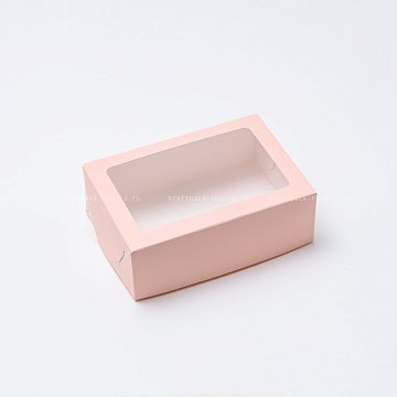 KRAFTPACK Коробка 15,5х11х5,5 см с окном, розовая (2)