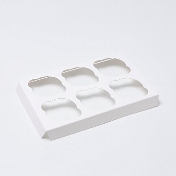 РАСПРОДАЖА KRAFTPACK Вставка к коробке для 6 капкейков 17х25х10 см, белая (2)