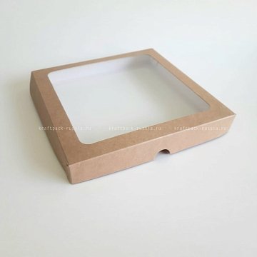 KRAFTPACK Коробка 20х20х2,5 см с окном, крафт (2)